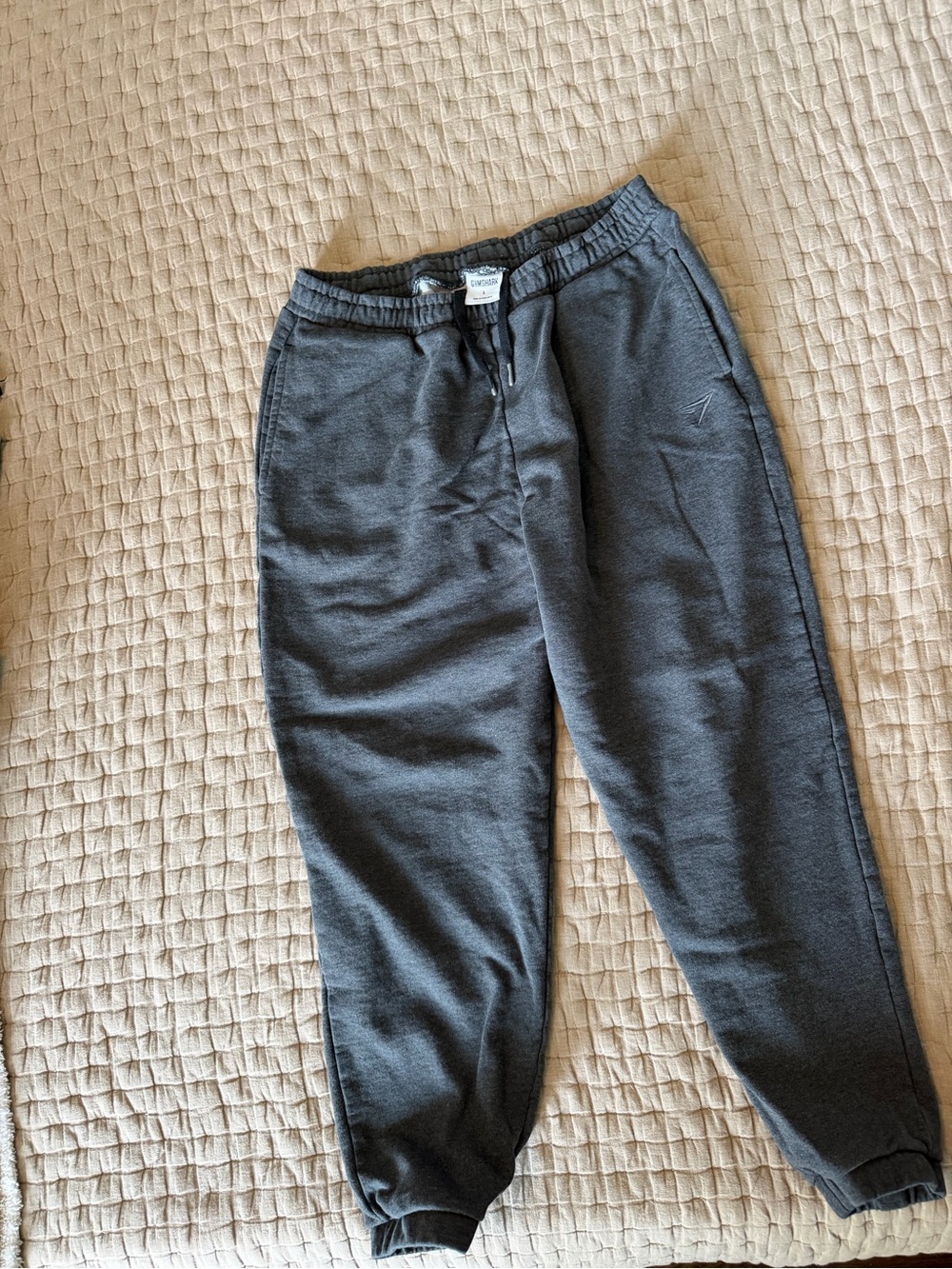 Gymshark Charcoal Gray Sweatpants with Interior Label